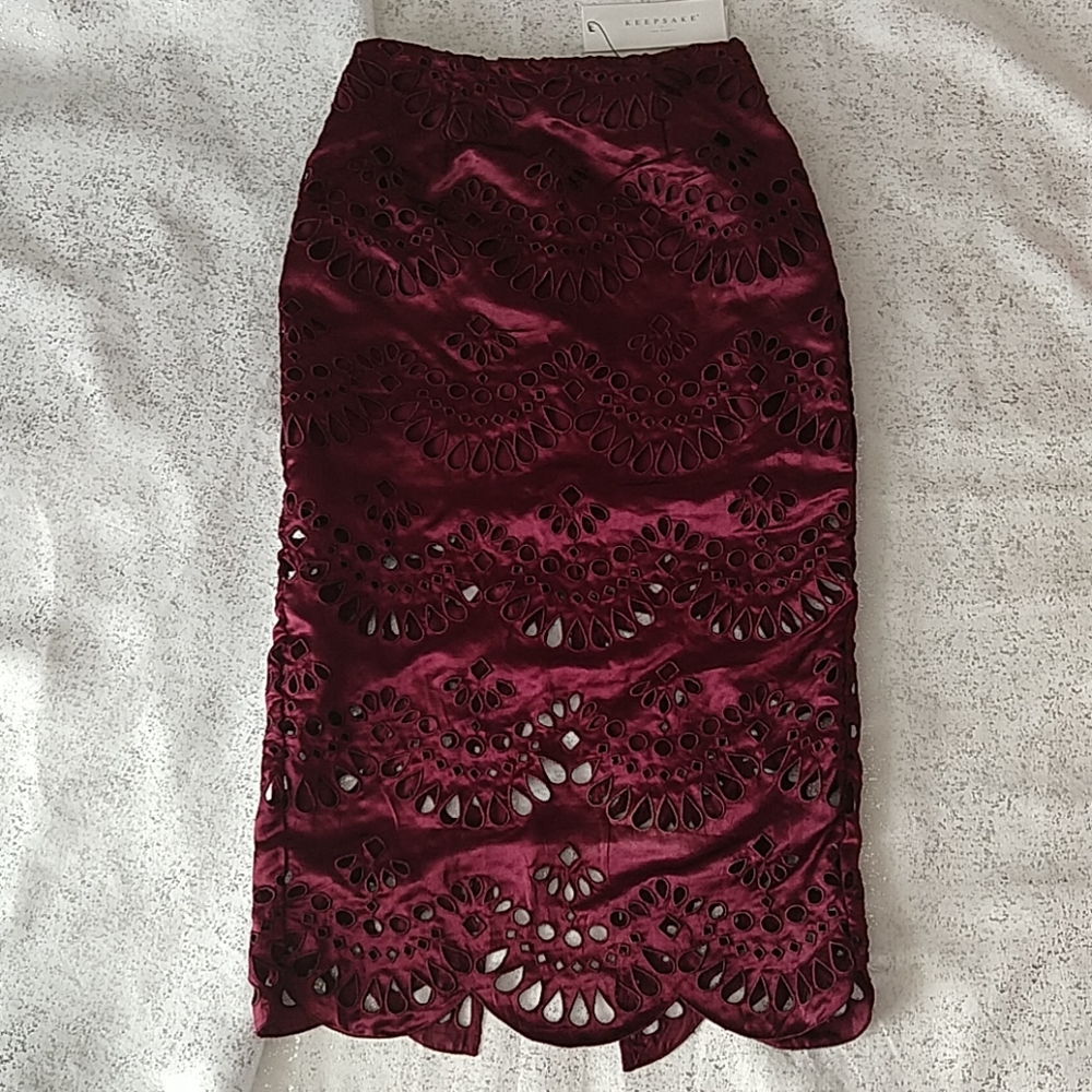 Keepsake True Faith Midi Skirt Wine - Picture 1 of 7